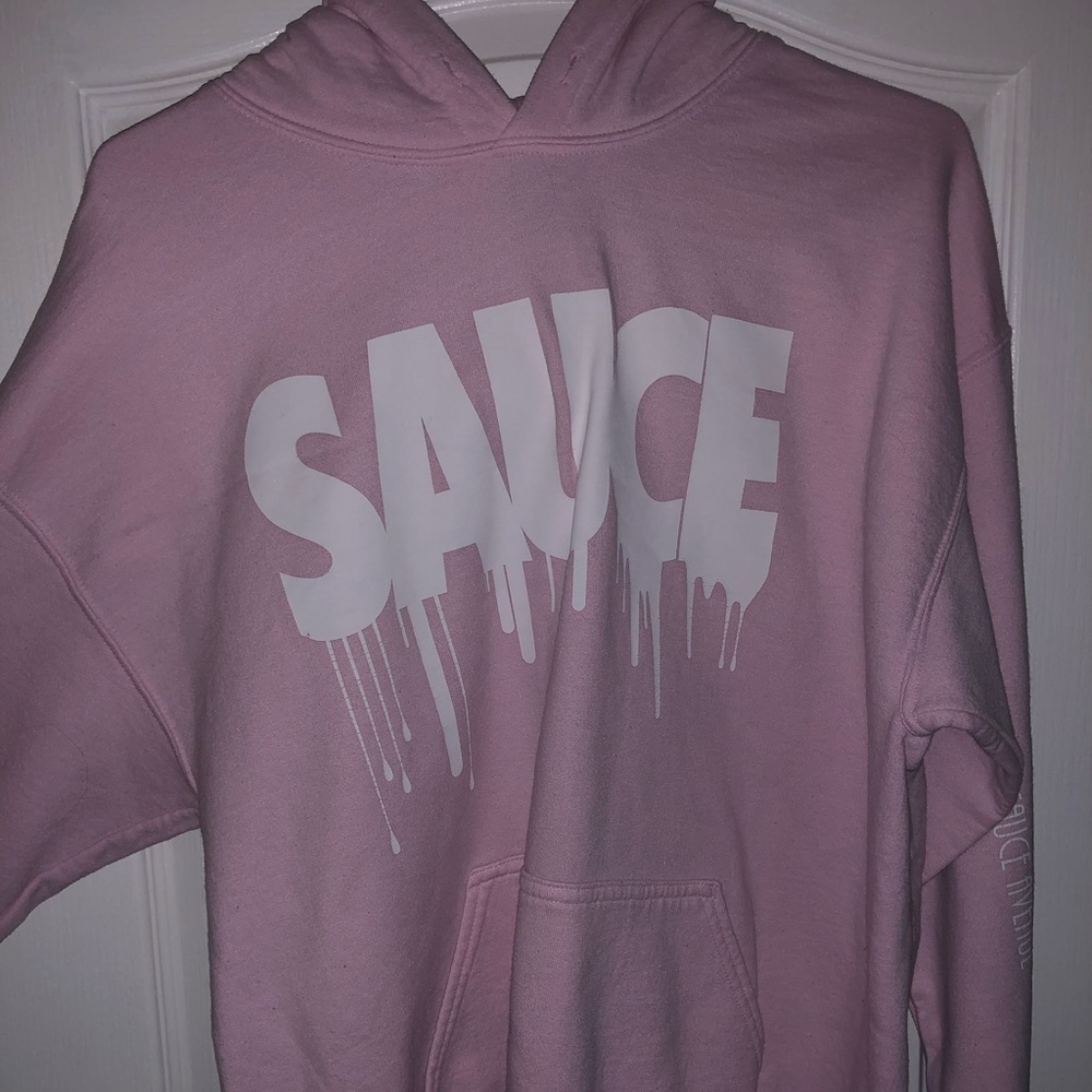 pink ‘sauce’ hoodie